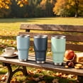 thumbnail image 5 of AQUAPHILE 30 oz Tumbler with Lid and Straw, Stainless Steel Vacuum Insulated Water Coffee Tumbler Cup, Double Wall Powder Coated Spill-Proof Travel Mug Thermal Cup,Light Blue, 5 of 7
