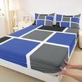 thumbnail image 3 of Feelyou Navy Grey Checkered Queen Sheet Sets, Square Abstract Flat Sheet, Modern Fashion Buffalo Queen Fitted Sheet, Lightweight Room Decor, 4-Piece, 3 of 7