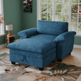 thumbnail image 4 of Lovableguy Oversized Chaise Lounge Chair Indoor,Chenille Armchair with Storage Ottoman,Comfy Reading Chair Sofa Chair for Living Room,Bedroom,Blue, 4 of 9