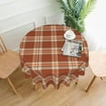 thumbnail image 4 of Fall Plaid Tablecloth Round 60 Inch Thanksgiving Tablecloth Plaid Circular Waterproof Autumn Table Cover Cloths Washable Polyester Tabletop Runner for Kitchen Party Picnic Dining Decor, 4 of 5