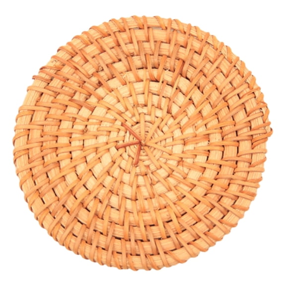ZMGEJPW 1PC Natural Handmade Rattan 3.94 Inch Heat Proof Mats Non-Slip Cup Pads for Kitchen Dining Table and Hot Pots Protection,Brown