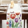 thumbnail image 3 of Spring Floral Butterfly Flowers Summer Tulip Botanical Table Runner for Dining Table, Decorative Table Linen for Kitchen, Dining Room Tabletop Décor, Machine Washable, 13"x90", 3 of 9