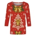 thumbnail image 5 of Craaazy Christmas Gifts For Women Crew Neck 3/4 Sleeve Xmas Shirts Funny Santa Christmas Tree Graphic Pullover Snowman Sweatshirts Womens Tops, 5 of 6