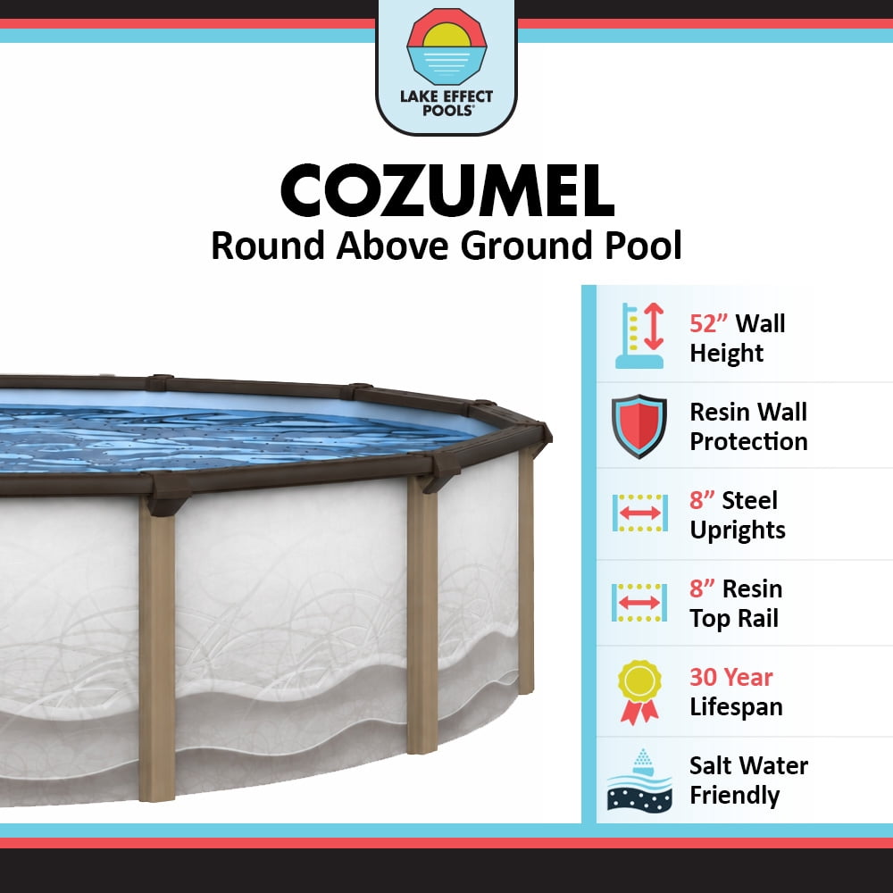 Lake Effect 24' x 52" Cozumel Round Steel Walled Above Ground Swimming Pool