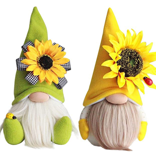 Gnomo de girasol para verano/otoño, bandeja escalonada de casa de campo a cuadros de búfalo agradecido, decoración de adornos de Navidad de gnomo escandinavo rústico Xemadio LRWJ350-3