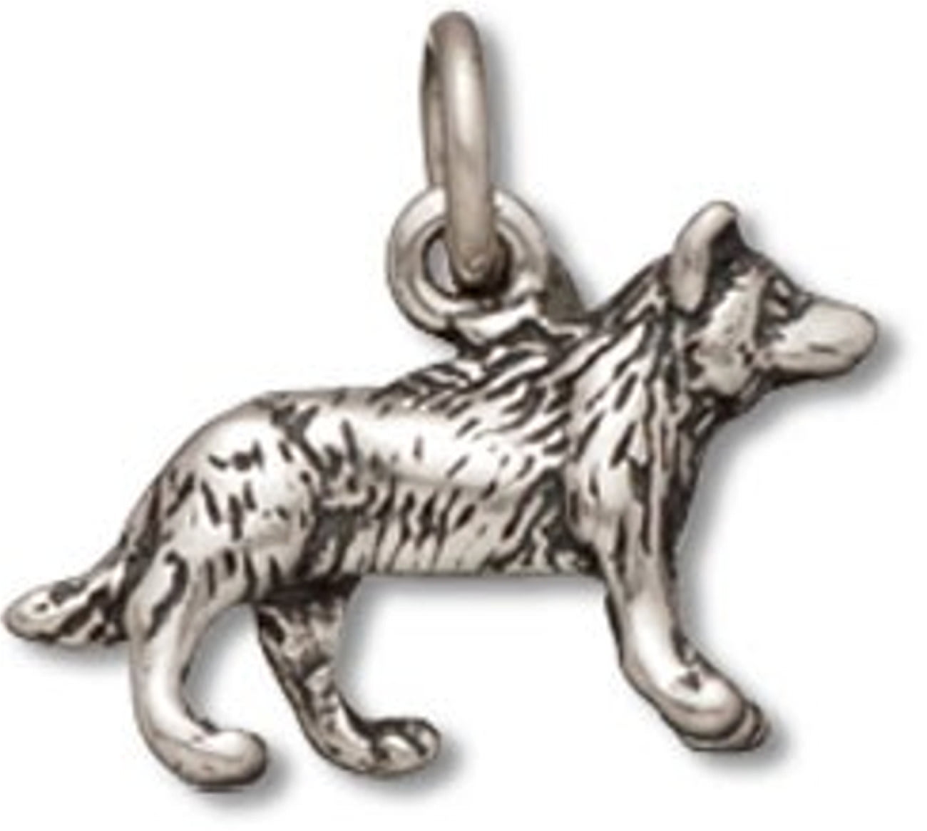 Sterling Silver 7 4.5mm Charm Bracelet With Attached 3D Howling Wolf Pet Dog Charm