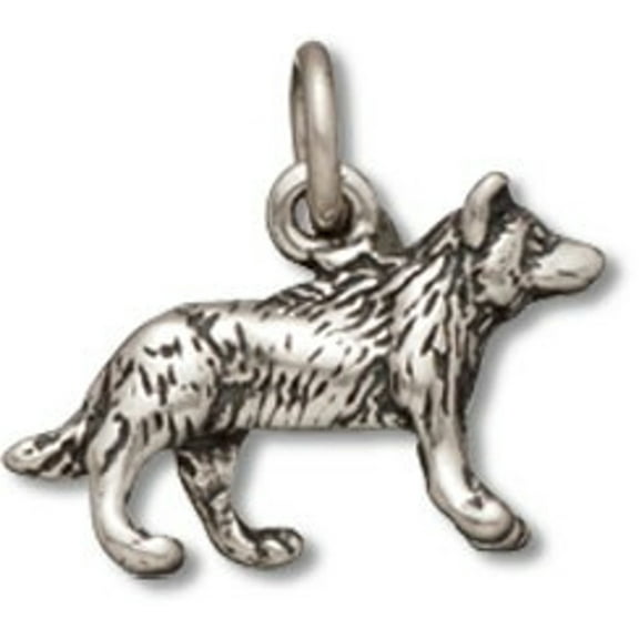 Sterling Silver 16" .8mm Box Chain 3D Small Wolf Or Dog Pendant Necklace