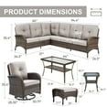 thumbnail image 6 of POCASSY L Shaped Patio Furniture Set, 8 Pieces Outdoor Conversation Set with Ottoman Brown Wicker Patio Sectional Sofa for Deck Garden in Beige, 6 of 20