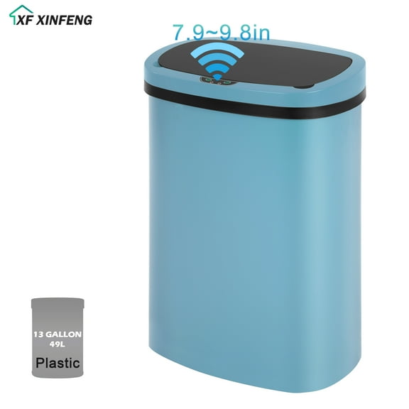 XF XINFENG 13 Gallon 49 Litre Dustbin Kitchen Trash Can with Lid Automatic Sensor Touch Bin,Garbage Can, Waste Bin, For Bathroom/Double Bed/Bedroom/Home/Office, Blue
