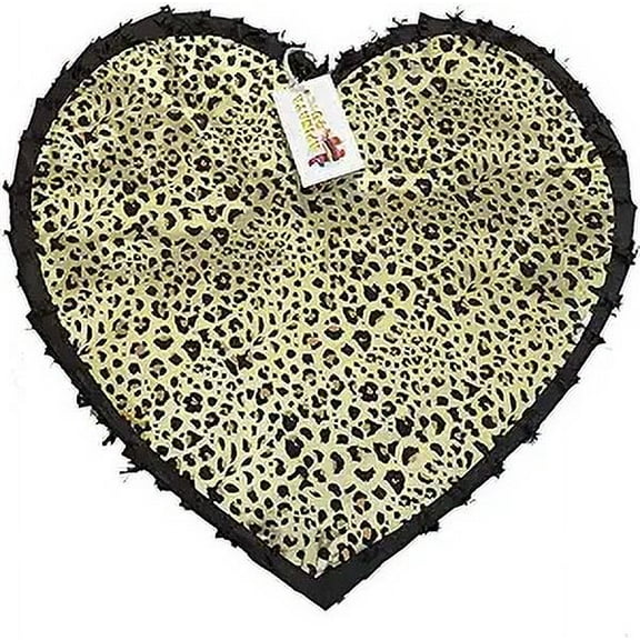 Black Color & Leopard Print Heart Pinata
