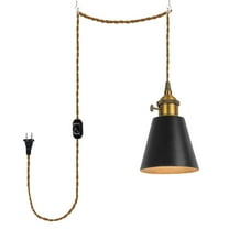 KAYYELAMP Dimmable Pendant Light Plug in Cord 15 Feet E26 Base Black Metal Shade Vintage Design Hanging Lamp for Bedroom Kitchen Counter(No Bulb)