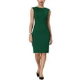 thumbnail image 2 of INSPIRE CHIC Robe Fourreau pour Femmes Col Plissé Robe Crayon à Porter au Travail m Vert, 2 of 6