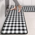 thumbnail image 2 of Kitchen Rugs Sets Of 2,Black White and Gray Checkerboard Pattern Anti Fatigue Kitchen Mat Rugs Non Slip Washable,Decorative Kitchen Floor Mats for Kitchen,Sink,Laundry,17"x47"+17"x47", 2 of 5