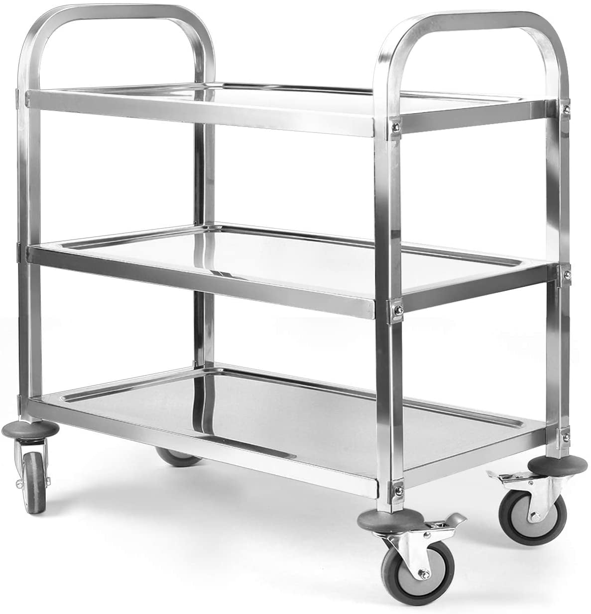 YUNNUO Large 3 Tier Stainless Steel Cart Kitchen Trolley Cart Serving Cart 37.4 x 19.7 x 37.4 Inch Utility Rolling Cart Service Catering Storage Cart ...