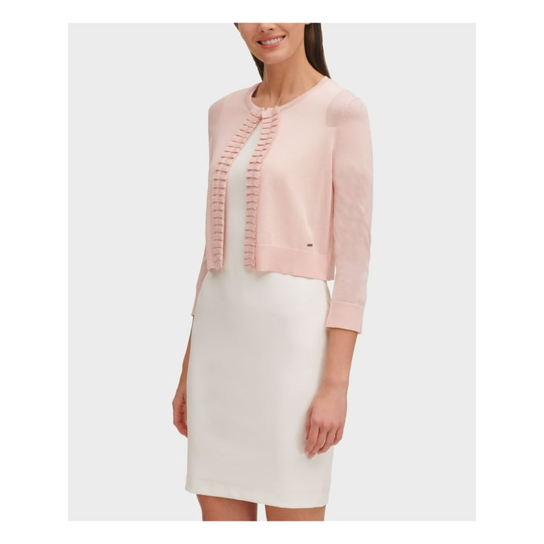 TOMMY HILFIGER $49 Womens New Pink Ruffled Front 3/4 Sleeve 