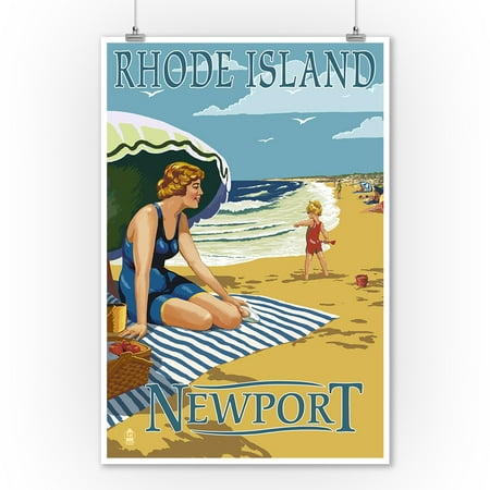 Newport, Rhode Island - Beach Scene - Lantern Press Artwork (9x12 Art Print, Wall Decor Travel