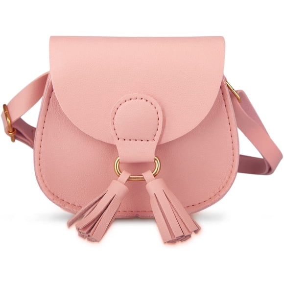 Jinsinto Little Girls Purse for Toddler Kids Girls Leather Crossbody Bag with Tassel (Pink)