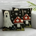 thumbnail image 3 of Qinduosi Halloween Pillow Covers Halloween Ghosts Mushroom Decor Pillowcase Black Holiday Farmhouse Throw Pillows Indoor Outdoor Couch Cushion Case for Home Sofa Decorations White, 3 of 5