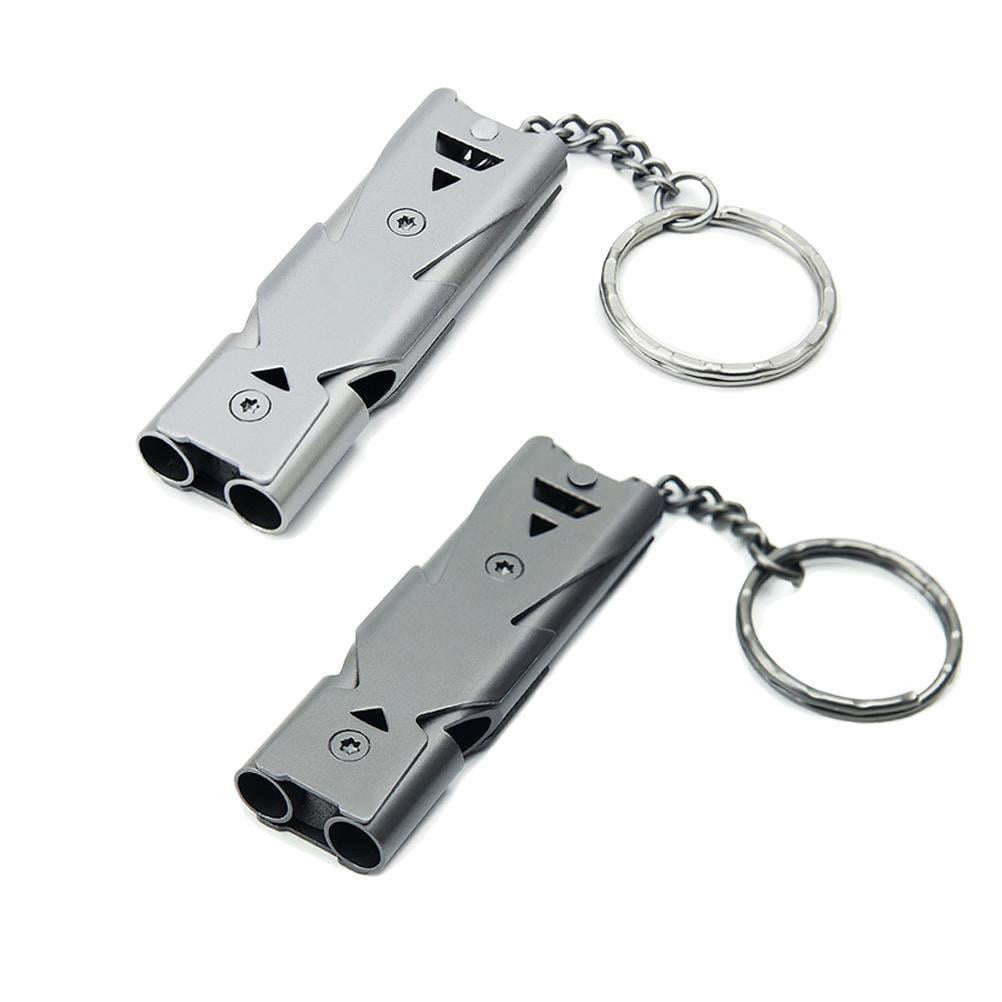 black silver color super strong emergency whistle with keychain ring 
