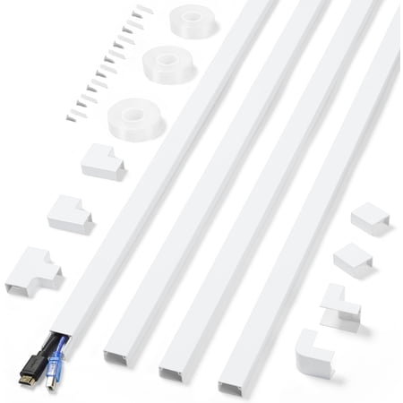 Cord Covers For Wires On Wall Extra-long 13.12ft Tv Hider Kit Paintable Cable Management Concealer Wire White Raceway 4 X L39in W0.95in H0.55in