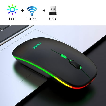 EEEkit Silent Rechargeable Bluetooth Mouse Fits for MacBook pro/MacBook air/Laptop/Notebook/PC, 2.4G + Bluetooth 5.0 Wireless Mouse Compatible with MacOS, Android 5.0, Windows 8 or (Best Bluetooth Mouse For Windows 8)