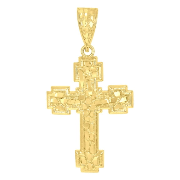 10k Yellow Gold Mens Cross Religious Charm Pendant Pendant Necklace for Men