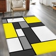thumbnail image 3 of Modern Color Blocks Washable Area Rugs 3'x5', Gray Yellow White Rectangle Geometric Low Pile Throw Living Room Rug Non-Slip Sturdy Edge Binding Carpet for Indoor Entryway Bedside Kitchen, 3 of 9