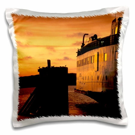 3dRose Massachusetts, Marthas Vineyard Ferry at dusk - US22 WBI0097 - Walter Bibikow - Pillow Case, 16 by