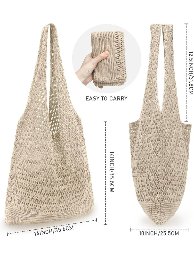 Gocvo Crochet Beach Tote Bag for Women, Summer Boho Mesh  display picture 3