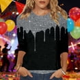 thumbnail image 2 of Arlun Sequin 3/4 Sleeve Tops for Women Sparkly Print Loose Fit Glitter Crewneck T-Shirts Casual Lightweight Cozy Carnival Evening Party Pullover Tee for Early Spring 2026 2-Silver XL, 2 of 4