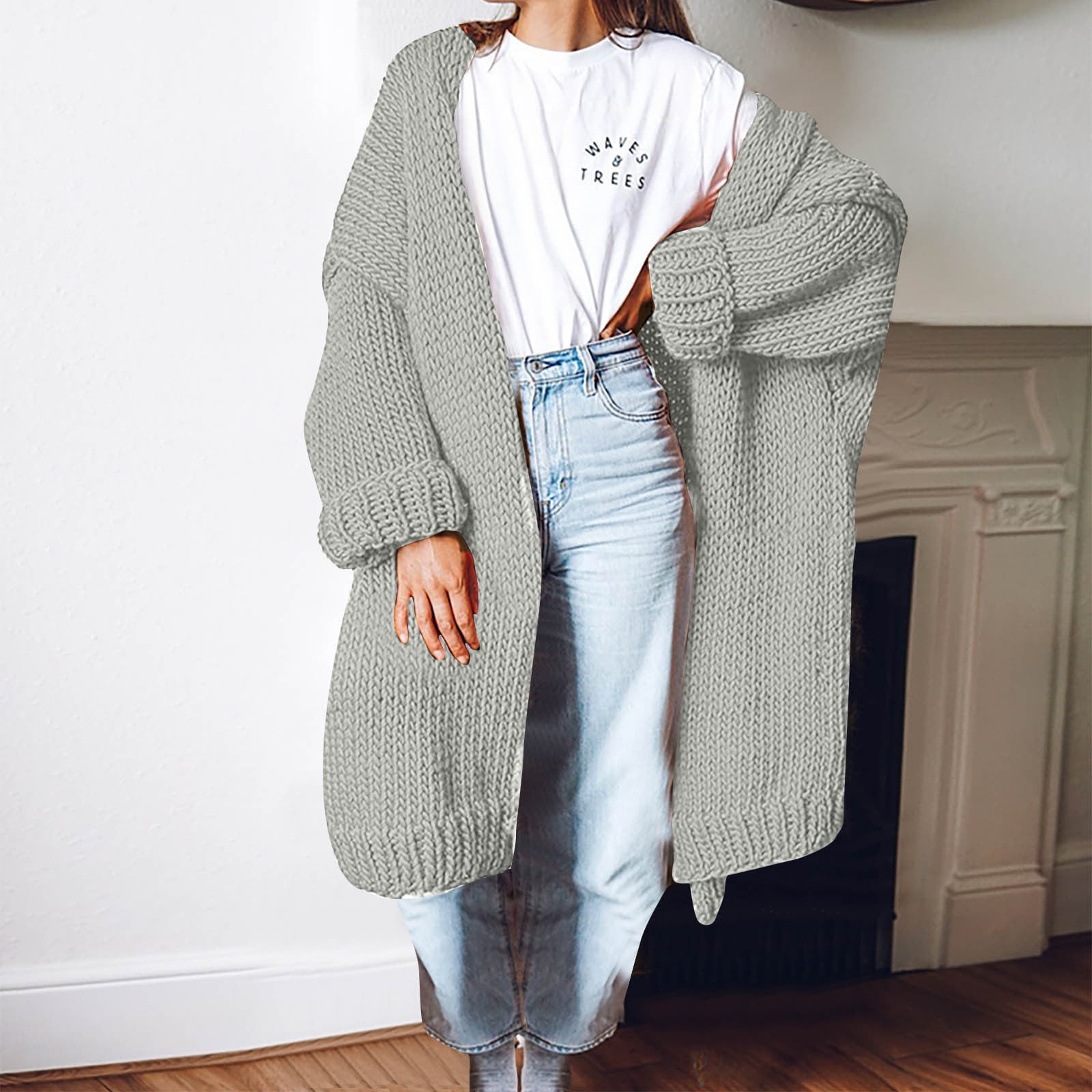 Oversized Cardigan Pattern Grey Chunky Cardigan Womens Crochet