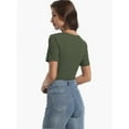 thumbnail image 2 of Long Sleeve Shirts for Women Basic Casual V Neck Tops Ribbed Slim Fitted Blouse, 2 of 6