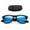 Blue, variant on LotFancy Vintage Horn Rimmed Sunglasses with Case for Men Women, Mirrored Square Lens, UV Protection
