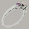thumbnail image 4 of LBG British Made 9k White Gold Natural Opal & Amethyst Womens Anniversary Ring - 33 size options - Size 5, 4 of 7