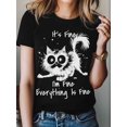 thumbnail image 2 of Everything is Fine Women's T-Shirt, Short Sleeve Tee Shirts Casual Tops Funny Cat Crewneck T Shirt for Women, 2 of 8