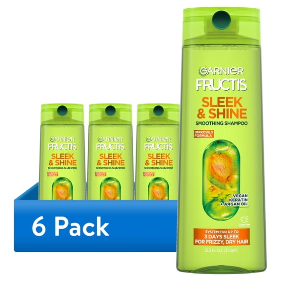 (6 pack) Garnier Fructis Sleek and Shine Fortifying Shampoo for Frizzy, Dry Hair, 12.5 fl oz