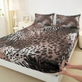 thumbnail image 3 of Castle Fairy Abstract Splash 3Pcs Twin Sheet Sets for Teens Women Men,Animal Cheetah Zebra Print Twin Fitted Sheet,Black Brown Breathable Flat Sheet,Lightweight Room Decor, 3 of 7