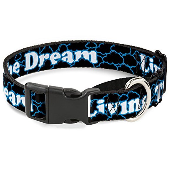 Buckle-Down MGC-W31260-L Living The Dream Clouds Black Blue White Martingale Dog Collar
