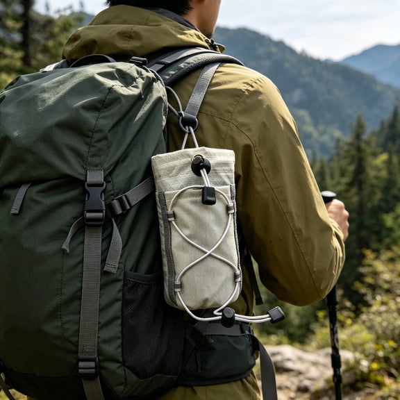 Honmine Backpack Shoulder Strap Pouch, Water Bottle Carrier And Phone Holder, Waterproof Bottle Bag For Camping Hiking Walking Biking Traveling