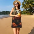 thumbnail image 3 of Naloa Jungle Meditating Panda Print Women's Summer Spring Casual Beach Sundress,Vacation Sleeveless Tank Crewneck Loose Dresses, 3 of 7