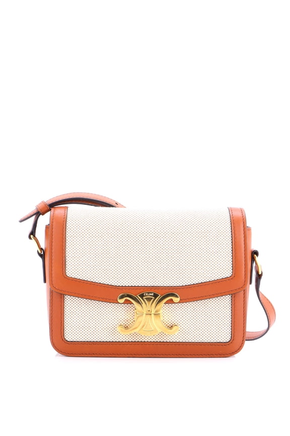 Pre-Owned Triomphe Shoulder Bag Canvas with Leather Teen By Rebag