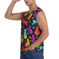 thumbnail image 3 of Haiem Men's Colorful Cats Print Tank Tops Summer Sleeveless Cut Off Workout T-Shirts Fitness Vest Athletic Undershirts-Small, 3 of 8