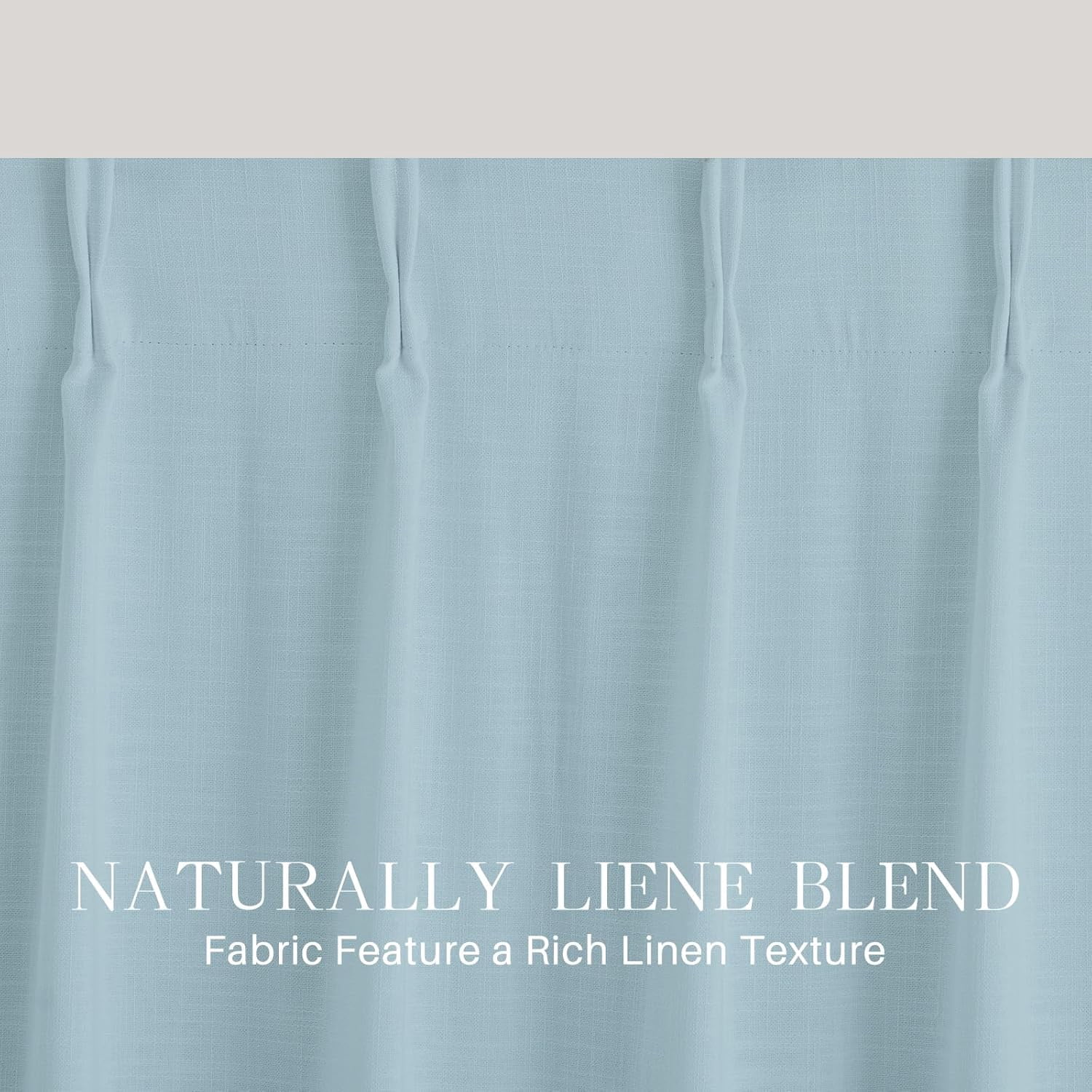 Nalqet Linen Pinch Pleated Full Blackout Curtains for Bedroom - 2 Pages Black Out Blue Curtains 90 Inch Long 2 Panel for Living Room Darkening Thermal Window Curtain Drapes with 16pc Hooks