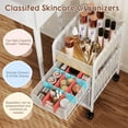 thumbnail image 4 of Rolling Makeup Cart Organizer with 2 Drawers, Narrow Floor Skincare Organizers, Vanity Organizer Cosmetics Display Cases Holder for Skin Care Nail Polish Perfume Makeup Brush, White, 4 of 9