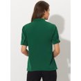 thumbnail image 3 of Blusa de gasa con cuello en V Allegra K Casual Manga Corta Verde Oscuro L, 3 of 5