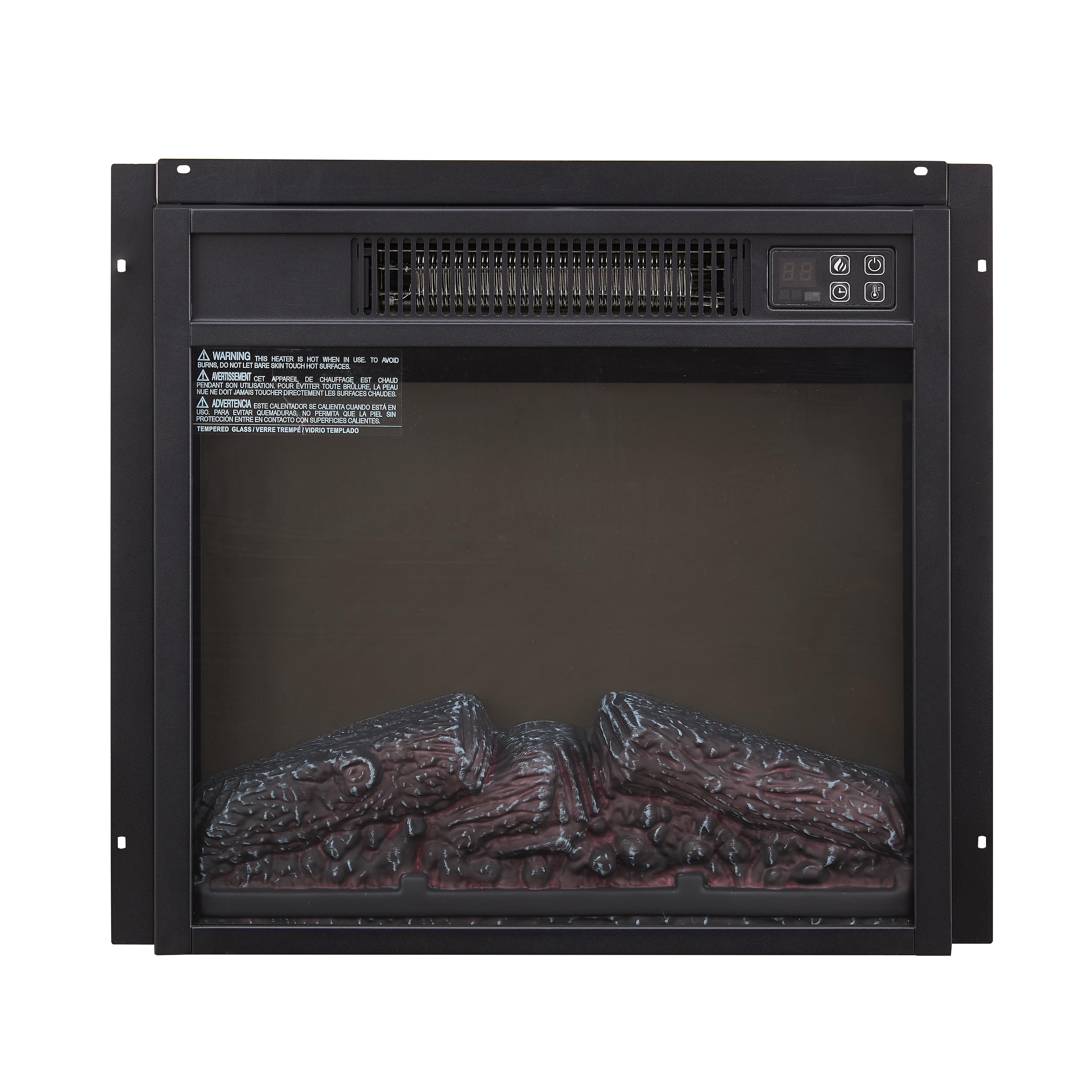 Yoneston 18" Slim Electric Fireplace Insert Heater with Remote Control, LED Fireplace Heater with Adjustable Flame Intensity and Temperature, Black