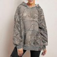 thumbnail image 3 of Women Camo Hoodie Print Oversized Fleece Sweatshirt Casual Pullover With Pockets, 3 of 5