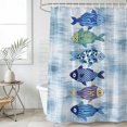 thumbnail image 4 of Blue Fish Coastal Bathroom Shower Curtains with 12 Hooks Polyester Waterproof Shower Curtain for Stalls and Bathtubs Nautical Seaside Ocean Summer Sea Decorative Bathroom Privacy Curtain 72x84 Inches, 4 of 9