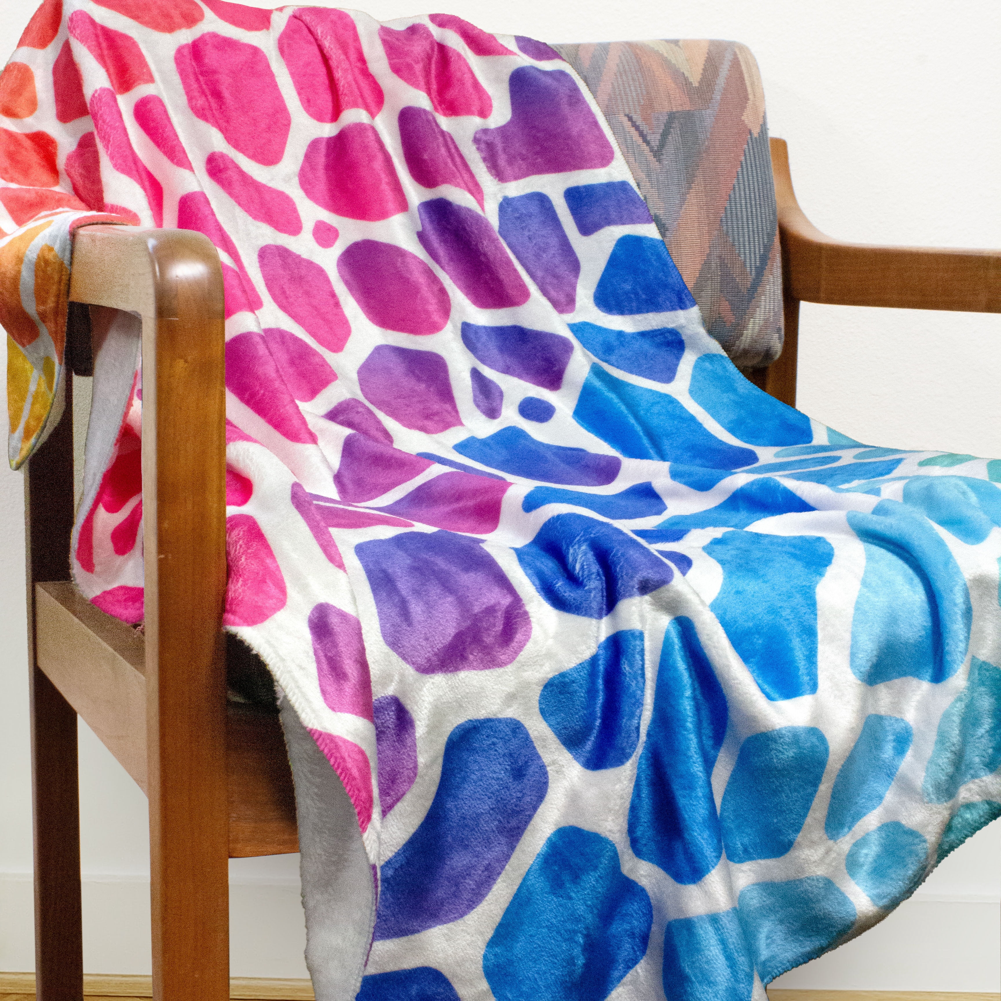 Everything Comfy Giraffe Print Decorative Throw Blanket, 30" X 40", Rainbow Gradient
