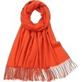 thumbnail image 1 of Bufanda de tartán de invierno - Bufandas largas para mujer Lana cálida Estilo británico Estola de chal con borlas giratorias para mujeres Damas, Naranja quemado, 1 of 5